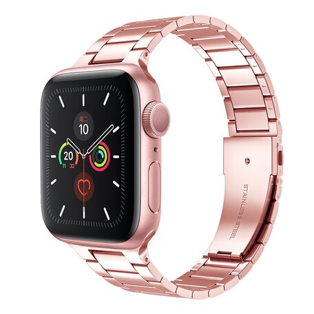 Stalen schakelband - Rosé goud - Geschikt voor Apple watch 38mm / 40mm / 41mm