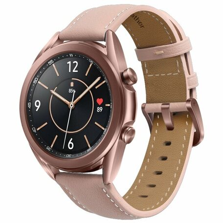 Samsung Galaxy Watch 3 - 41mm - Premium Leather bandje - Lichtroze