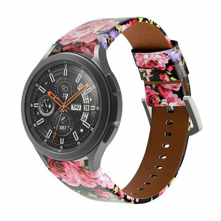 Samsung Galaxy Watch 5 Pro - 45mm - leren bandje - Bloemenprint