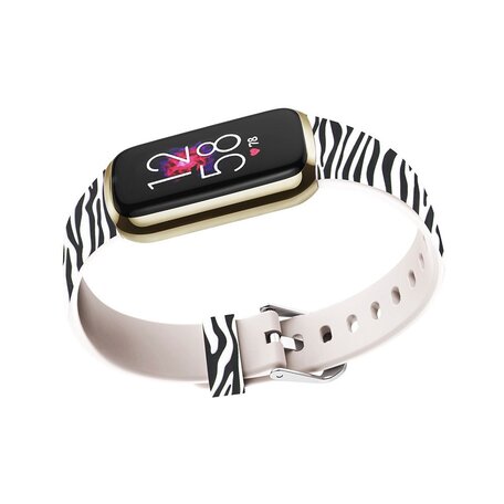 Fitbit Luxe - Sportbandje met print - Maat: Large - Zebra