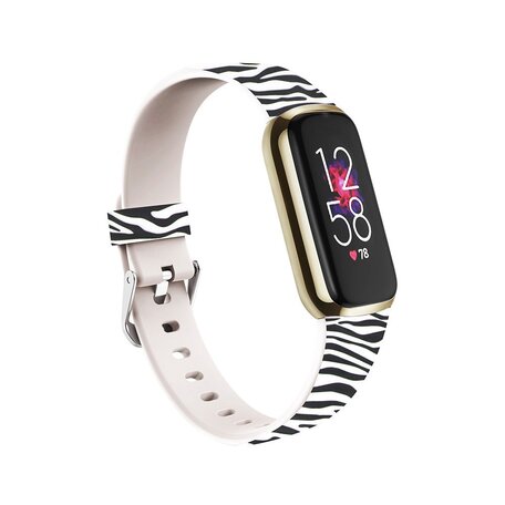 Fitbit Luxe - Sportbandje met print - Maat: Small - Zebra