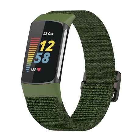 Fitbit Charge 5 - Elastisch nylon bandje - Groen