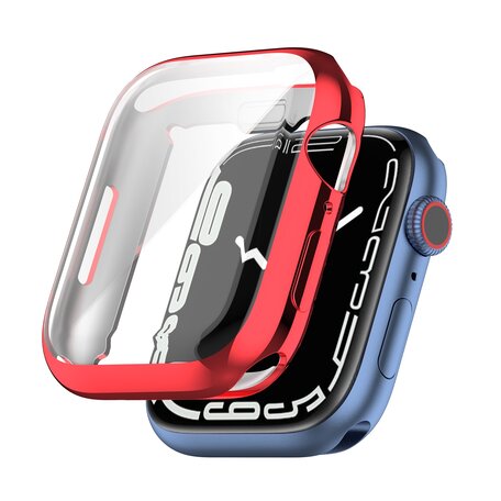 Siliconen case (volledig beschermd) 45mm - Rood - Geschikt voor Apple watch 45mm