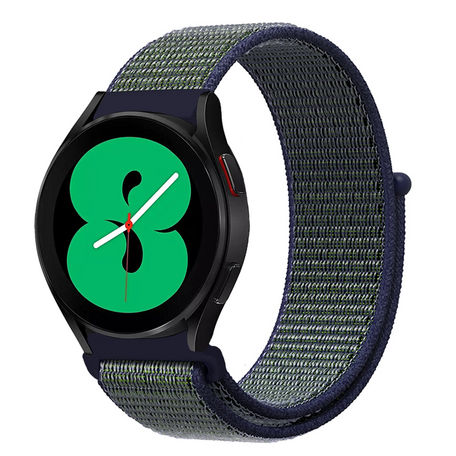 Samsung Galaxy Watch 4 - 40mm / 44mm - Sport Loop bandje - Blauw met groene band
