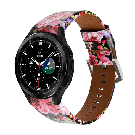 Samsung Galaxy Watch 4 Classic - 42mm & 46mm - leren bandje - Bloemenprint