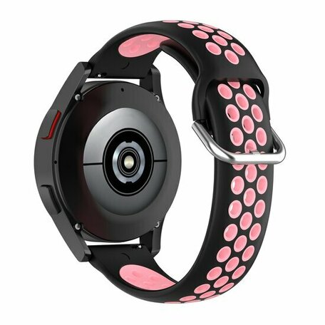 Samsung Galaxy Watch 3 - 45mm - Siliconen sportbandje met gesp - Zwart + roze
