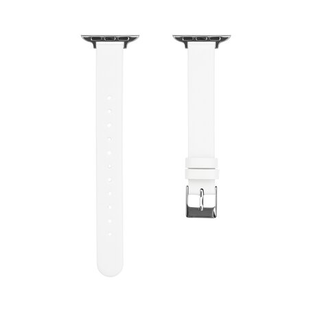 Leren Slim Fit bandje - Wit - Geschikt voor Apple Watch 38mm / 40mm / 41mm