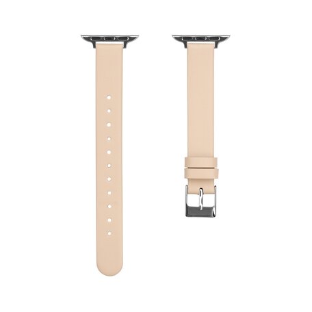 Leren Slim Fit bandje - Beige - Geschikt voor Apple Watch 38mm / 40mm / 41mm