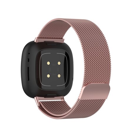 Fitbit Versa 3 & Sense 1 milanese bandje - Maat: Large - Rosé goud