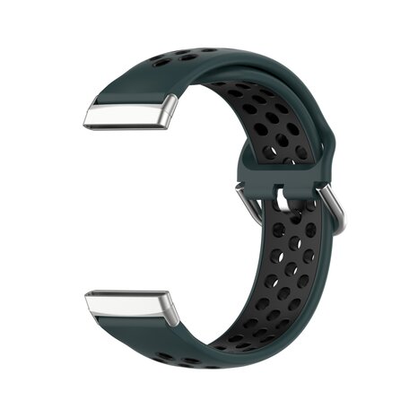 Fitbit Versa 3 & 4 / Sense 1 & 2 - Sport editie - Large - Donkergroen + zwart