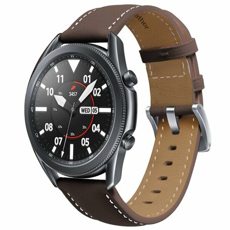 Premium Leather bandje - Donkerbruin - Samsung Galaxy Watch 4 Classic - 42mm & 46mm