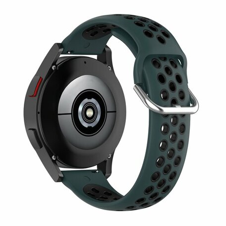 Siliconen sportbandje met gesp - Donkergroen + zwart - Samsung Galaxy Watch - 42mm
