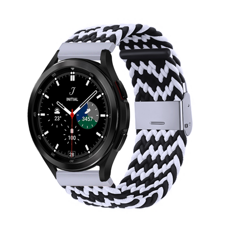 Braided bandje - Zwart / wit - Samsung Galaxy Watch 4 Classic - 42mm / 46mm