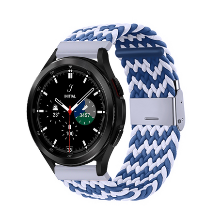 Braided bandje - Blauw / wit - Samsung Galaxy Watch 4 Classic - 42mm / 46mm