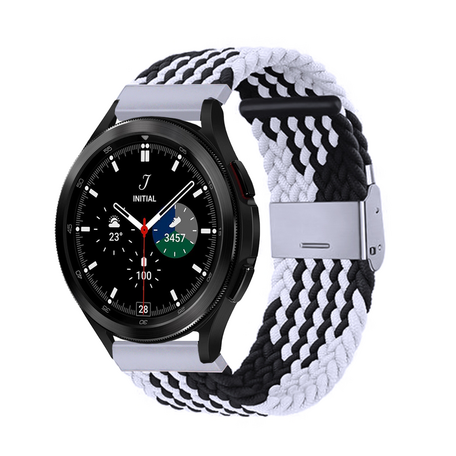Braided bandje - Zwart / wit - Samsung Galaxy Watch 4 Classic - 42mm / 46mm