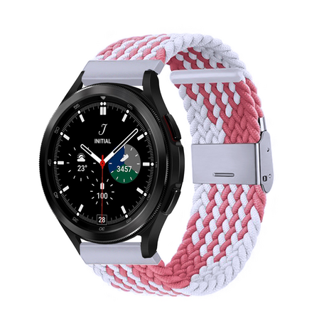Braided bandje - Wit / roze - Samsung Galaxy Watch 4 Classic - 42mm / 46mm