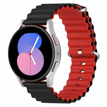 Ocean Style bandje - Zwart / rood - Samsung Galaxy Watch 3 - 45mm