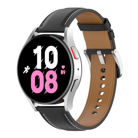 Luxe leren bandje - Zwart - Samsung Galaxy Watch 4 - 40mm / 44mm