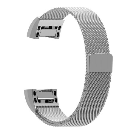 Fitbit Charge 2 milanese bandje - Maat: Large - Zilver