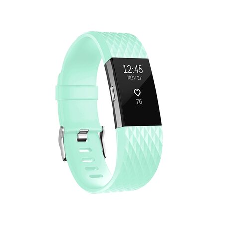 Fitbit Charge 2 siliconen bandje - Maat: Small - Cyaan