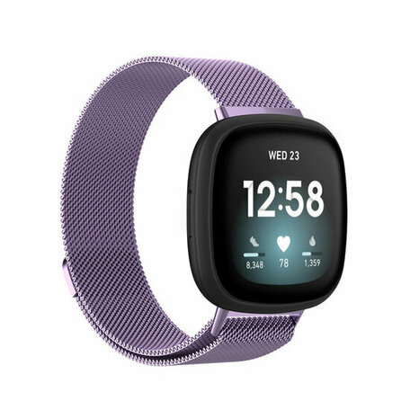 Fitbit Versa 3/4 & Sense 1/2 milanese bandje - Large - Paars