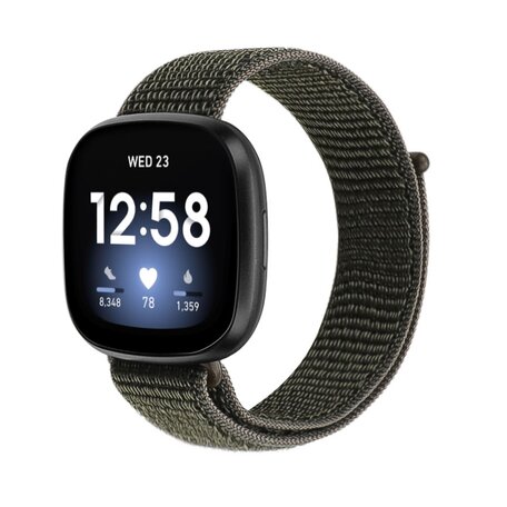 Fitbit Versa 3 & Sense 1  - Sport loop bandje - Donkergroen