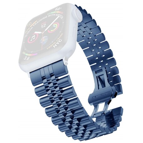 Metalen schakelband - Blauw - Geschikt voor Apple watch 38mm / 40mm / 41mm