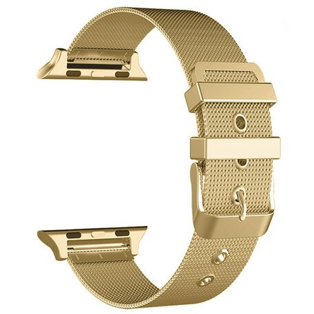 Milanese met gesp bandje - Goud - Geschikt voor Apple Watch 38mm / 40mm / 41mm