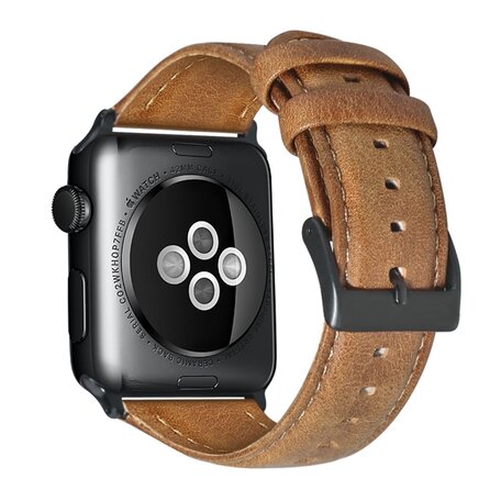 Luxe Echt Lederen bandje - Lichtbruin - Geschikt voor Apple Watch 38mm / 40mm / 41mm