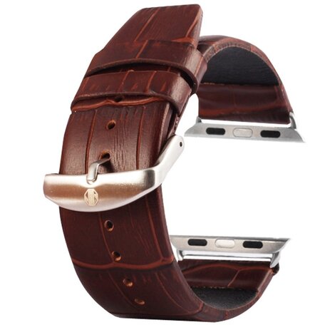 Kakapi crocodile leren bandje - Coffee - Geschikt voor Apple watch 38mm / 40mm / 41mm