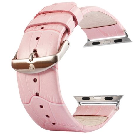 Kakapi crocodile leren bandje - Roze - Geschikt voor Apple watch 38mm / 40mm / 41mm
