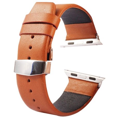 Kakapi leren bandje met vlindersluiting - Bruin - Geschikt voor Apple watch bandje 38mm / 40mm / 41mm