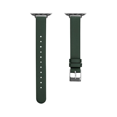 Leren Slim Fit bandje - Groen - Geschikt voor Apple Watch 42mm / 44mm / 45mm / 49mm