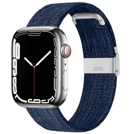 Canvas Limited Edition bandje - Donkerblauw - Geschikt voor Apple Watch 42mm / 44mm / 45mm / 49mm