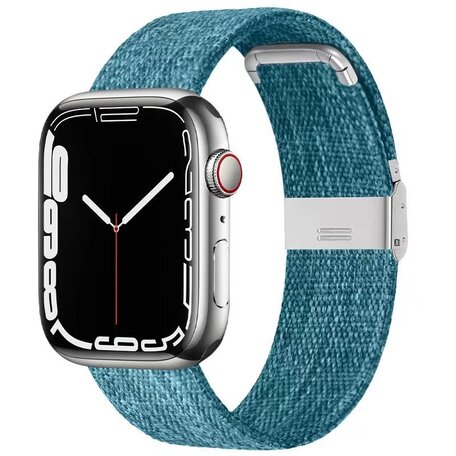 Canvas Limited Edition bandje - Blauwgroen - Geschikt voor Apple Watch 42mm / 44mm / 45mm / 49mm