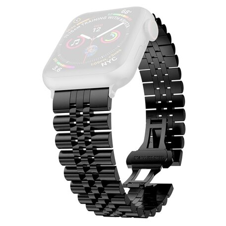 Metalen schakelband - Zwart - Geschikt voor Apple watch 42mm / 44mm / 45mm / 49mm