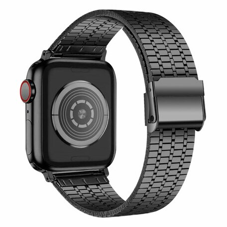 Metalen bandje - Zwart - Geschikt voor Apple watch 42mm / 44mm / 45mm / 49mm