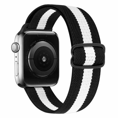 Solo Loop Nylon bandje - Zwart / Wit - Geschikt voor Apple Watch 42mm / 44mm / 45mm / 49mm