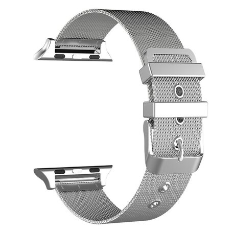 Milanese met gesp bandje - Zilver - Geschikt voor Apple Watch 42mm / 44mm / 45mm / 49mm