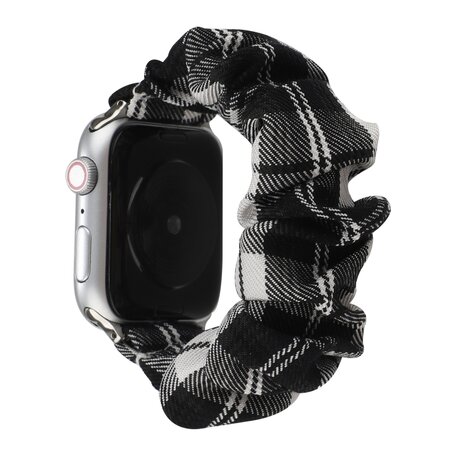 Elastisch polsbandje - Zwart / Wit - Geschikt voor Apple Watch 42mm / 44mm / 45mm / 49mm