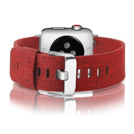 Canvas bandje - Rood - Geschikt voor Apple Watch 42mm / 44mm / 45mm / 49mm
