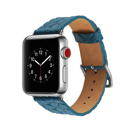 Woven Pattern Leren bandje - Blauw - Geschikt voor Apple Watch 42mm / 44mm / 45mm / 49mm