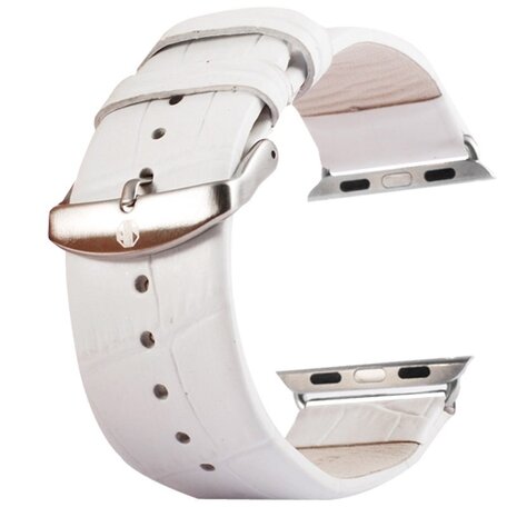 Kakapi crocodile leren bandje - Wit - Geschikt voor Apple watch 42mm / 44mm / 45mm / 49mm