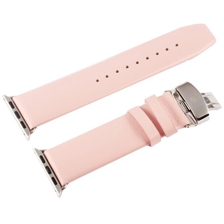 Kakapi leren bandje met vlindersluiting - Roze - Geschikt voor Apple watch bandje 42mm / 44mm / 45mm / 49mm