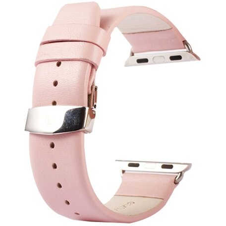 Kakapi leren bandje met vlindersluiting - Roze - Geschikt voor Apple watch bandje 42mm / 44mm / 45mm / 49mm