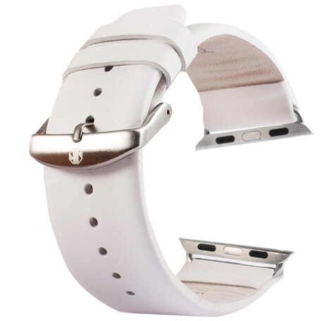 Kakapi leren bandje met gesp - Wit - Geschikt voor Apple watch bandje 42mm / 44mm / 45mm / 49mm