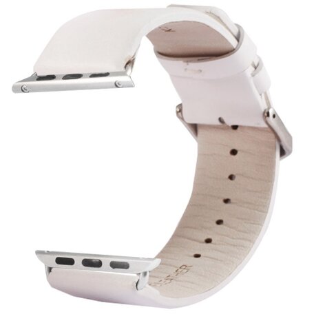Kakapi leren bandje met gesp - Wit - Geschikt voor Apple watch bandje 42mm / 44mm / 45mm / 49mm