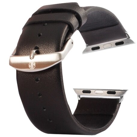 Kakapi leren bandje met gesp - Zwart - Geschikt voor Apple watch bandje 42mm / 44mm / 45mm / 49mm