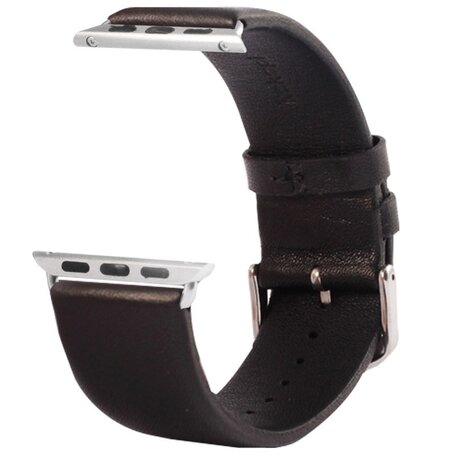 Kakapi leren bandje met gesp - Zwart - Geschikt voor Apple watch bandje 42mm / 44mm / 45mm / 49mm
