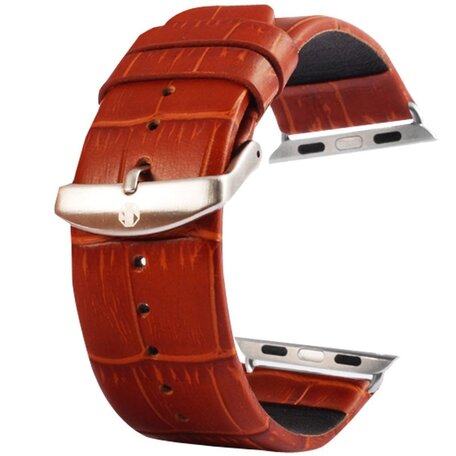 Kakapi crocodile leren bandje - Bruin - Geschikt voor Apple watch 42mm / 44mm / 45mm / 49mm